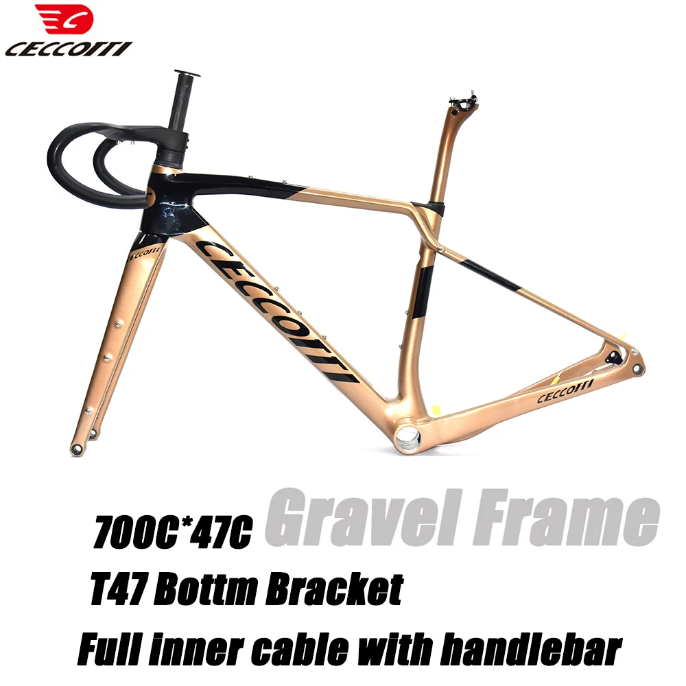 Gravel Carbon Bicycle Frame, T47 BB, Disc Brake, Bicycle Frameset, Full Hidden Cable Bike Frame