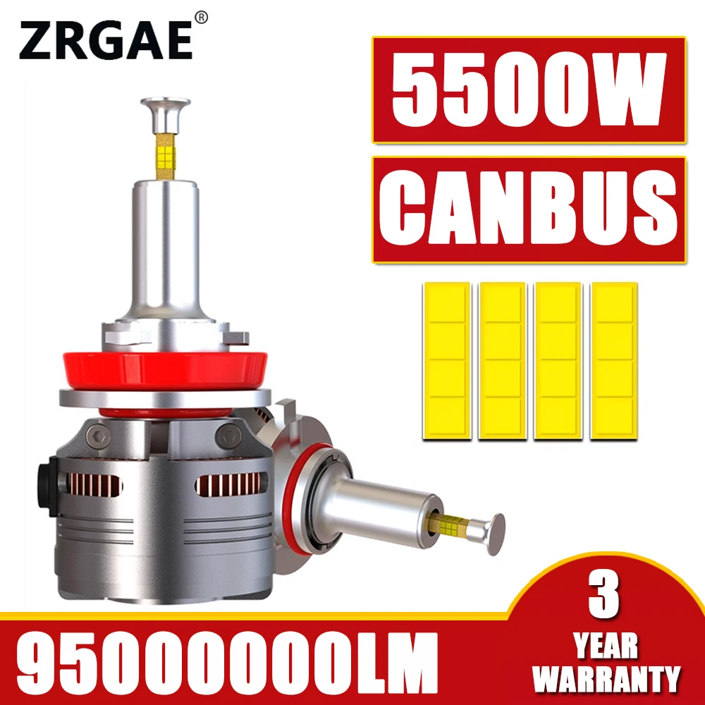 

H4 H7 H11 LED Headlight Bulb CANBUS 5500W H1 HB3 HB4 9005 9006 4 Side CSP Chip Car Diode 360 Light With Fan Auto Turbo LED Lamp