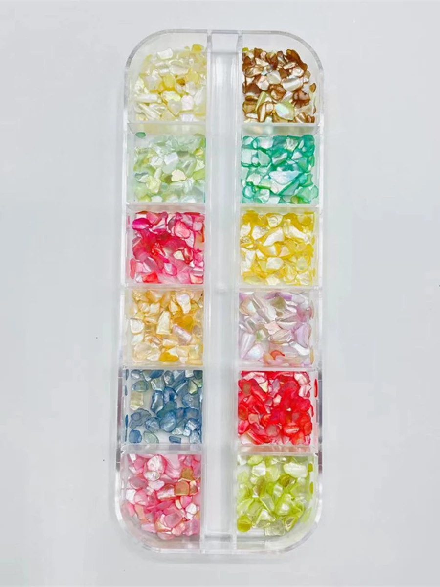 شرائح صدف أذن البحر غير المنتظمة ثلاثية الأبعاد لا تسبب الحساسية لفن الأظافر - ترتر حورية البحر الملون، متوافق مع جل الأشعة فوق البنفسجية، ماني متعدد الألوان #4