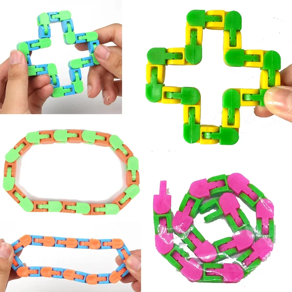 

Рельефная сенсорная игрушка-цепочка, детские игрушки для дня рождения, новые игрушки-непоседы, 24-секционная цепочка, волшебный браслет, универсальный складной стресс