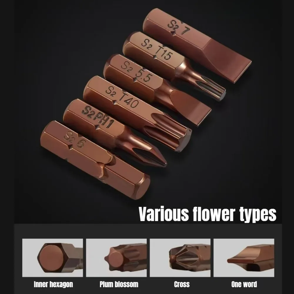 S2 Sicherheits-Schraubendreher-Bohrer-Set 1/4 Zoll S2 Stahl Schraubendreher-Bit-Set 6/8/10/12 Stück Torx HEX Quadrat Pozidriv H-Typ Kopf usw. – Detail 4