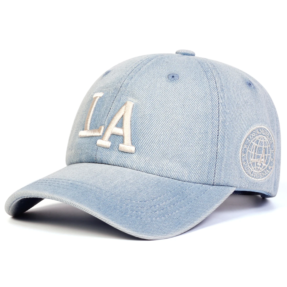 للجنسين LA إلكتروني التطريز غسلها الدينيم قبعات البيسبول الربيع والخريف في الهواء الطلق قابل للتعديل قبعات عادية واقية من الشمس قبعة قبعة رياضية #4