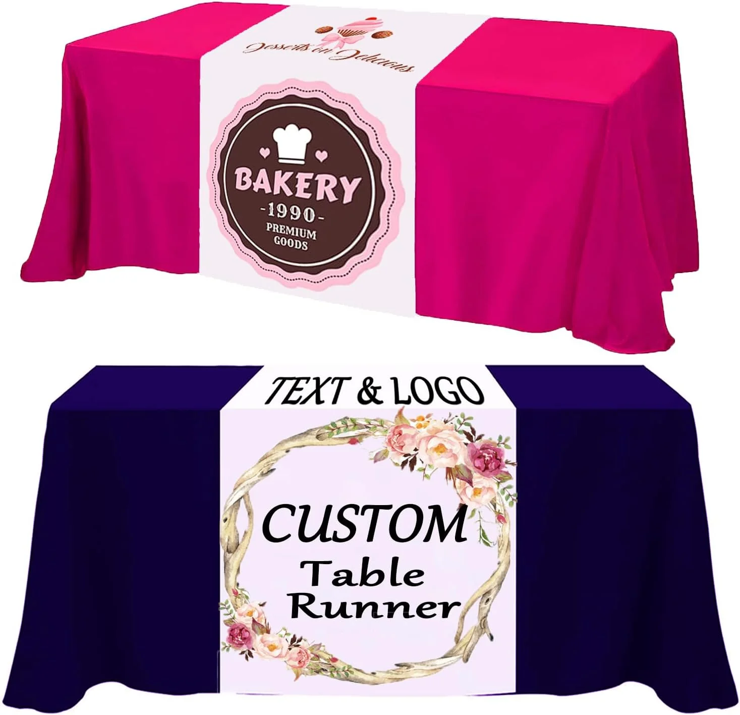 Custom Table Runner with Logo or Text Personalized Table Runner for Wedding Party Business Event Table Decoration
