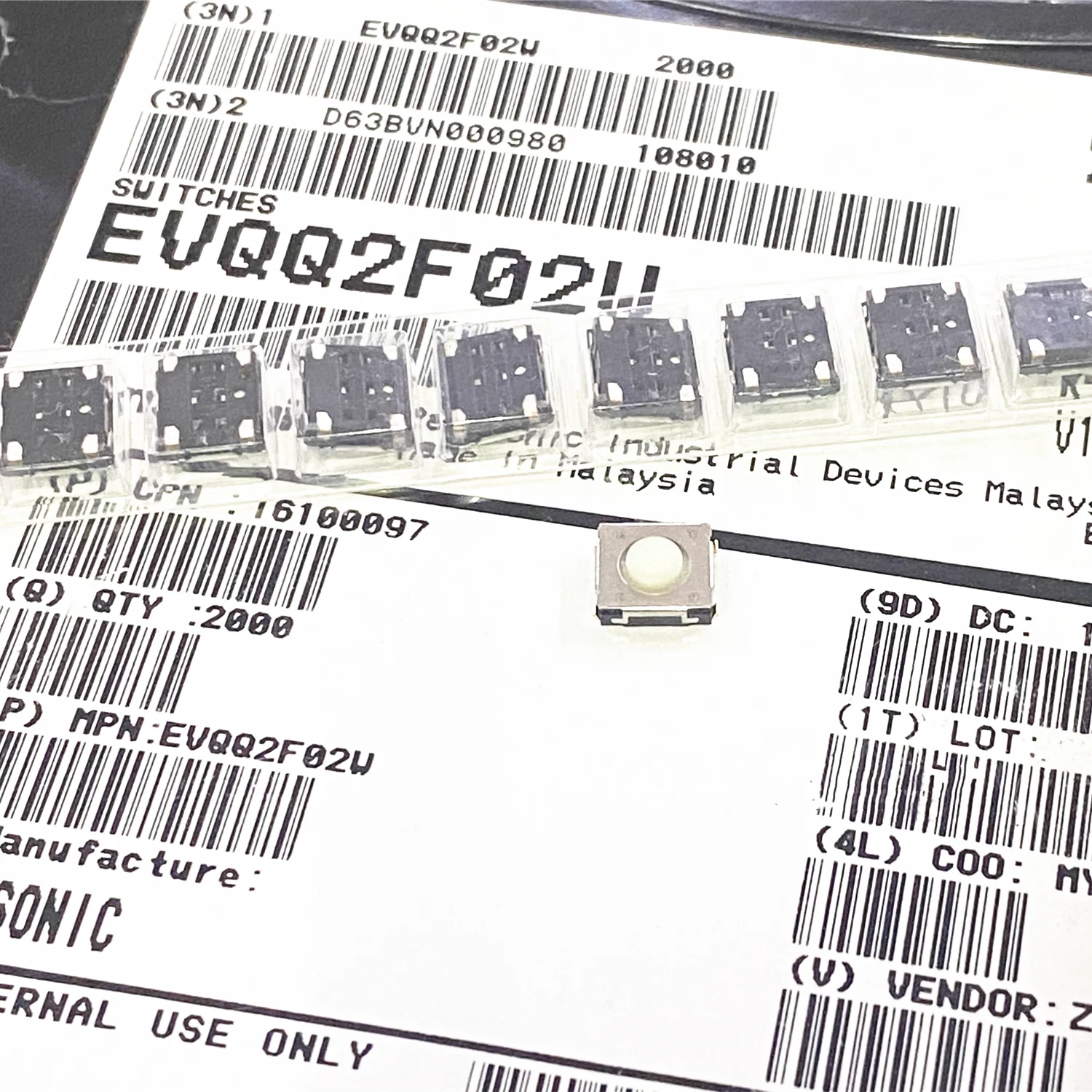 

YYT 5PCS EVQQ2F02W touch switch 6*6.5*2.5 waterproof and dustproof inner sticker mouse EVQ-Q2F02W