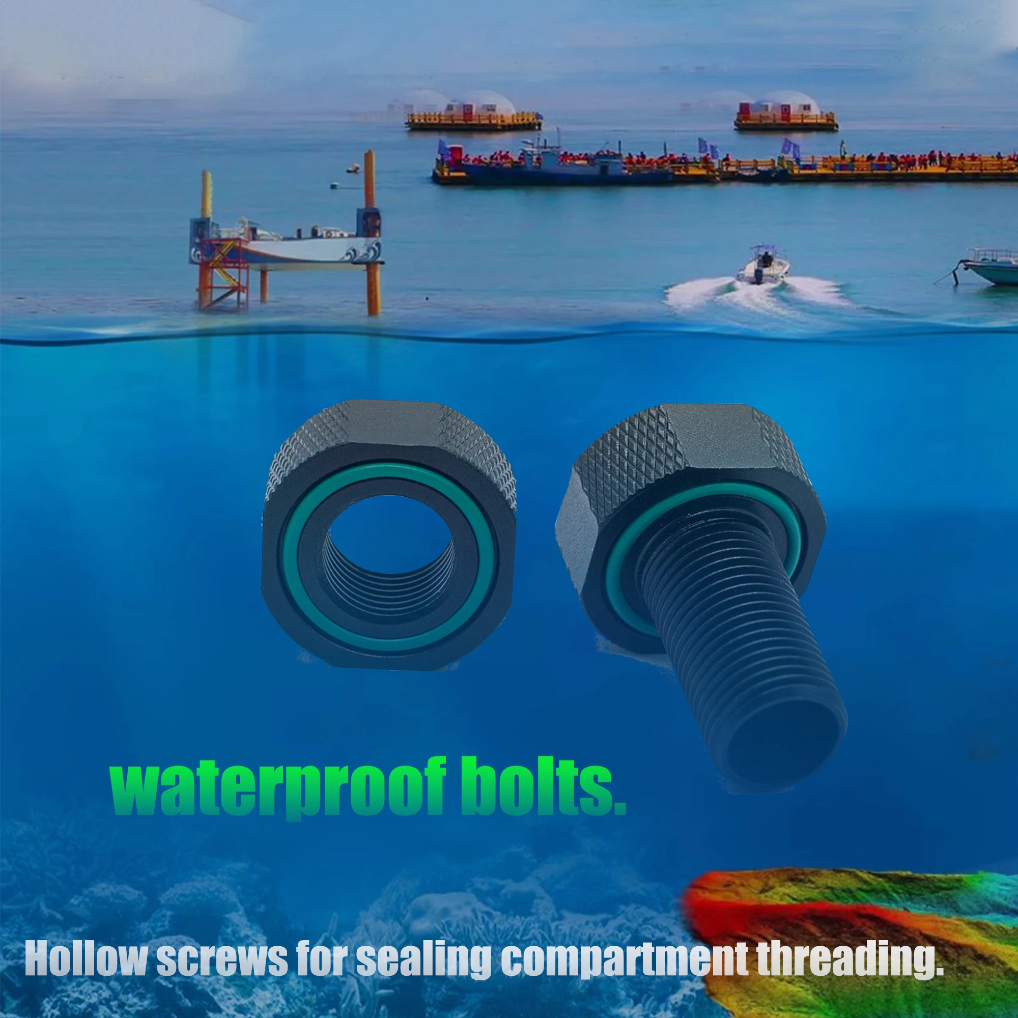 Apisqueen M8/10/12/16สกรูกลวงสำหรับปิดผนึกช่องเกลียวกันน้ำสำหรับอุปกรณ์ใต้น้ำทุกประเภท
