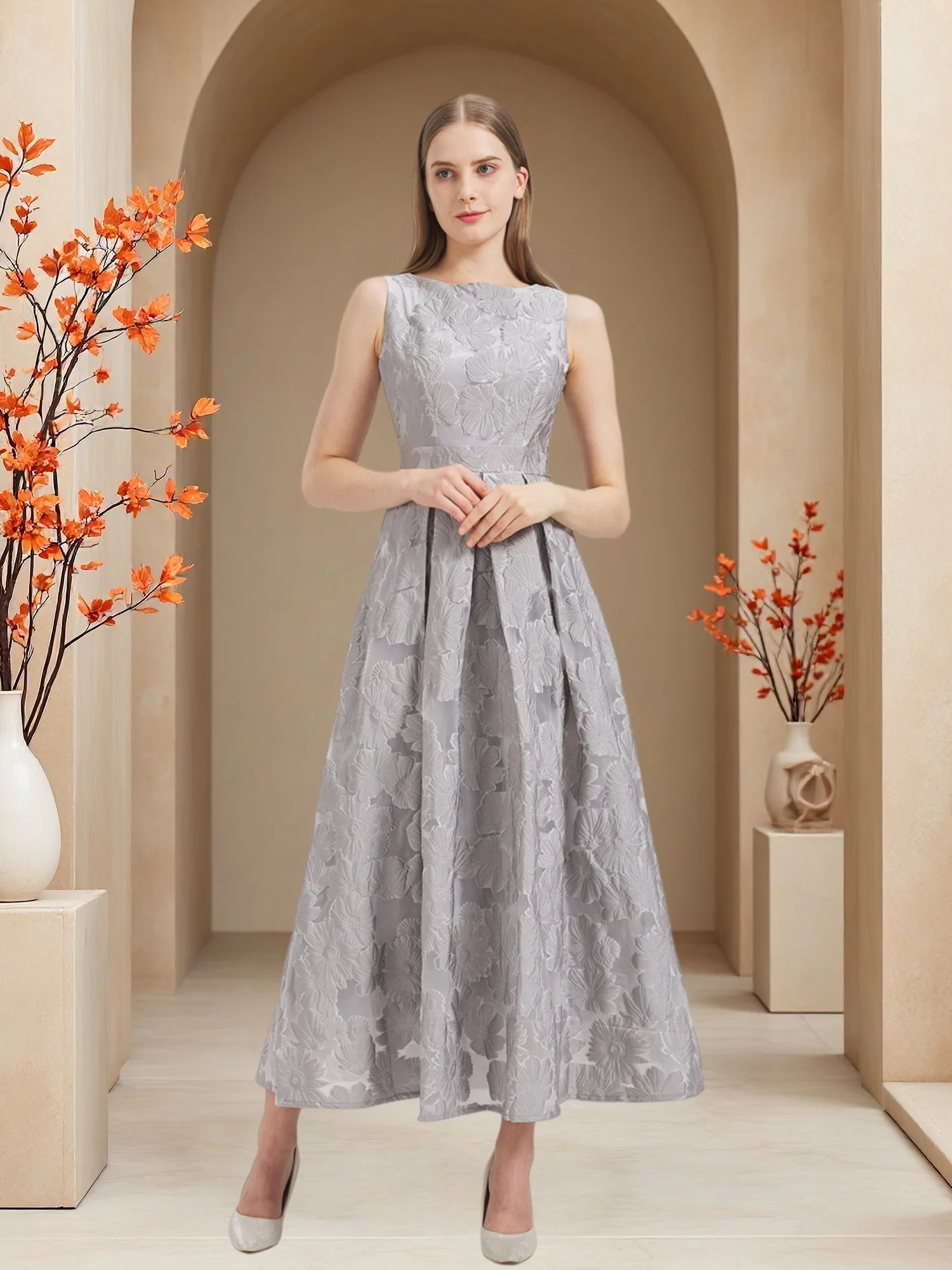 

New Fashion Organza Flower Embroidery Elegant Long Dress Summer Sleeveless Dresses Lady Holiday Evening Prom Vestido