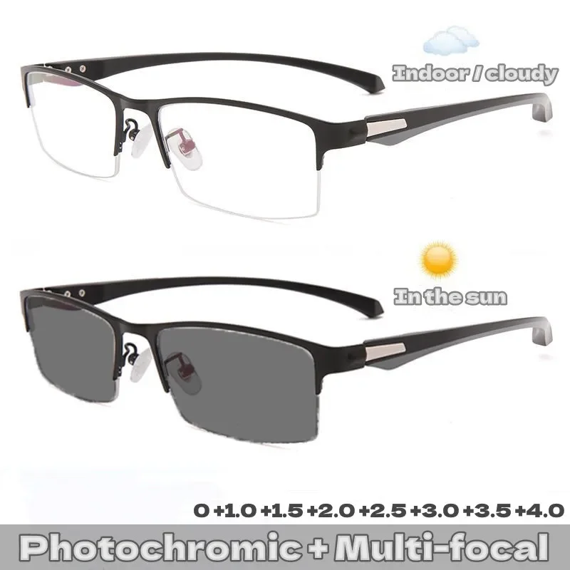 

Business Progressive Multifocal Reading Glasses Trendy Gear For Presbyopia Vintage Photochromic SunGlasses Eyewear +1.0 To +4.0