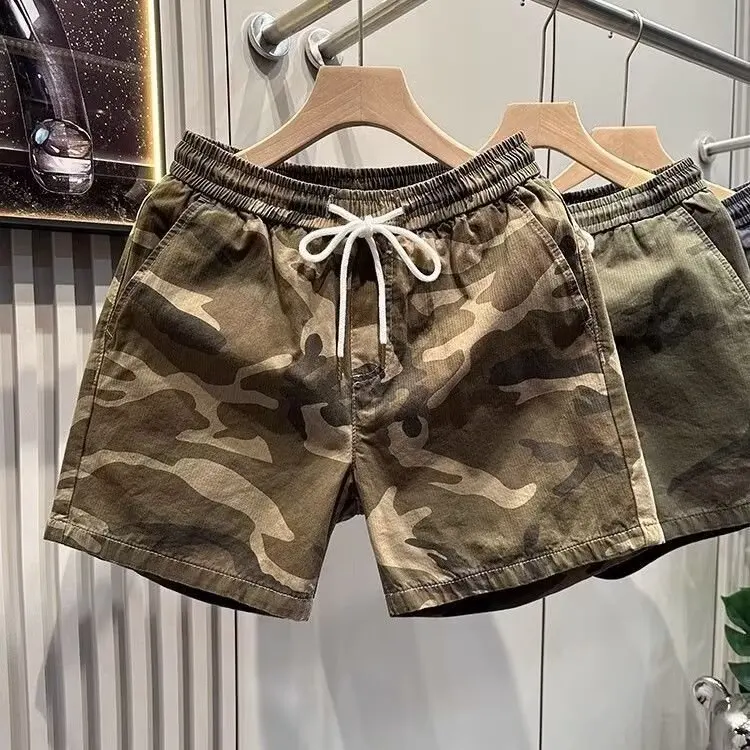 

Новые мужские повседневные камуфляжные шорты 2024 года, свободного кроя, летние, хлопковые, пляжные, немнущиеся, прямые, в молодежном стиле