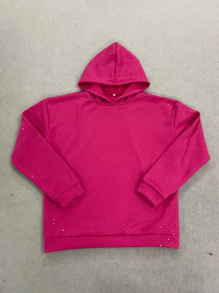 Unisex Y2K Strass Lose Hoodie Herbst Winter Warme Streetwear Halloween Mode Straße Bekleidung Trendy Bequeme Casual Outfit