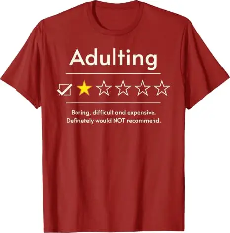 Kleidung zum 18. Geburtstag für Erwachsene | Lustiges 1-Sterne-T-Shirt mit Spruch „Adulting“ – Y2K-Humor für 18-Jährige – Detail 7