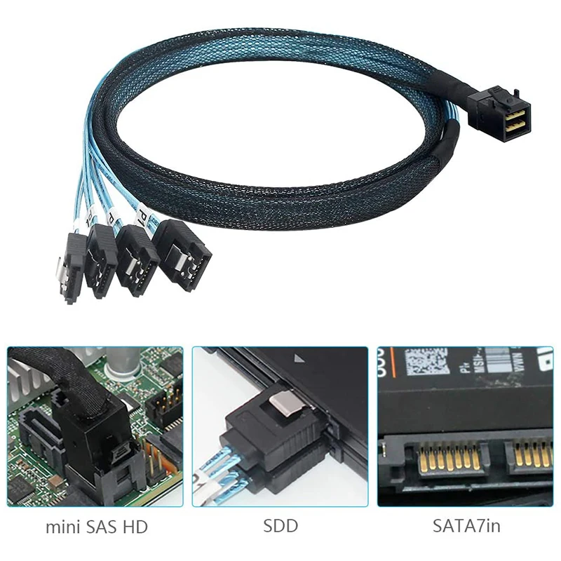 Internal Mini SAS To SATA Cable, SFF-8643 For Raid Controller Hard Drive