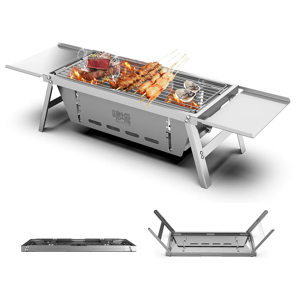 

Portable Folding BBQ Grill Stoves Outdoor Camping Picnic Stainless Steel Detachable Home Charcoal Firewood BBQ Stove Utensils