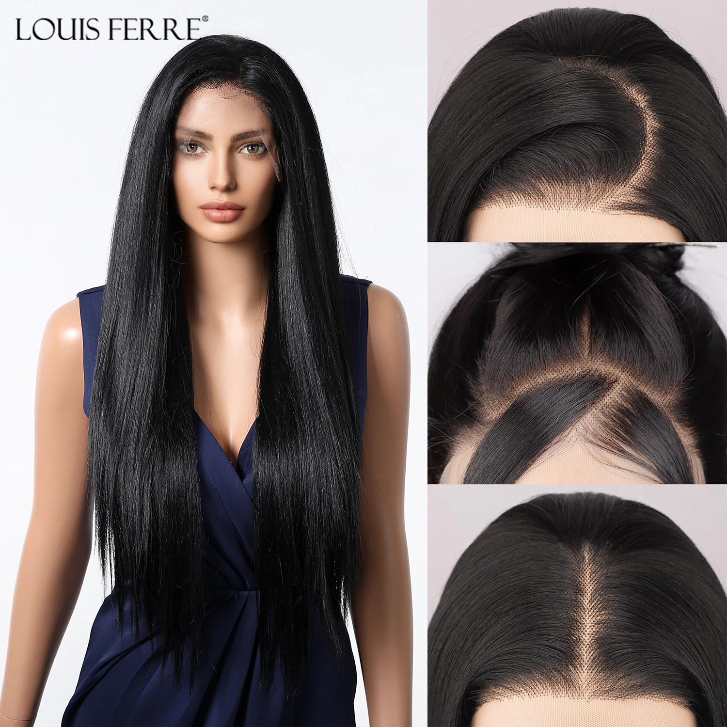 

13*4 Lace Front Wigs for Women Long Straight Black Hair Natural Hairline Free Parting Black Wigs Heat Resistant Imported Fiber