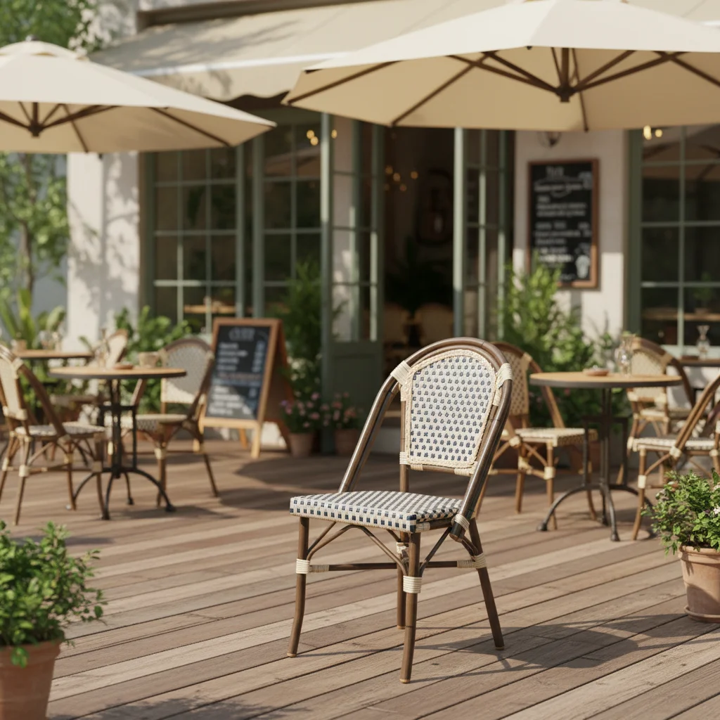 xx-Modern Hotel Bamboo Garden Chairs Aluminum Frame Waterproof Durable Poly Rattan Outdoor Dining Furniture Portable Park Use