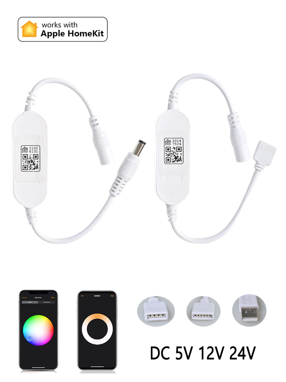 Sterownik LED WiFi Mini Homekit, ściemnialny, 5V 12V 24V, zdalne sterowanie przez aplikację, sterowanie głosowe Siri, do taśm LED jednokolorowych, CCT, RGB, RGB+CCT — 2