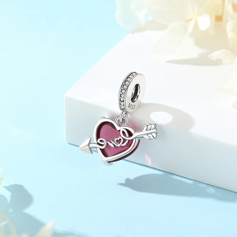 Original 925 Sterling Silver Charms Love Heart Pendant Beads Fit Pandora Bracelets Necklaces Women Jewelry Valentine\'s Day Gift