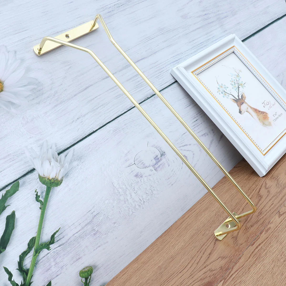 Gold Rhodium Plated Metal Wine Glass Rack Under Cabinet Display Holder for Kitchen Bar Stemware Organizer Wine Glass Rack