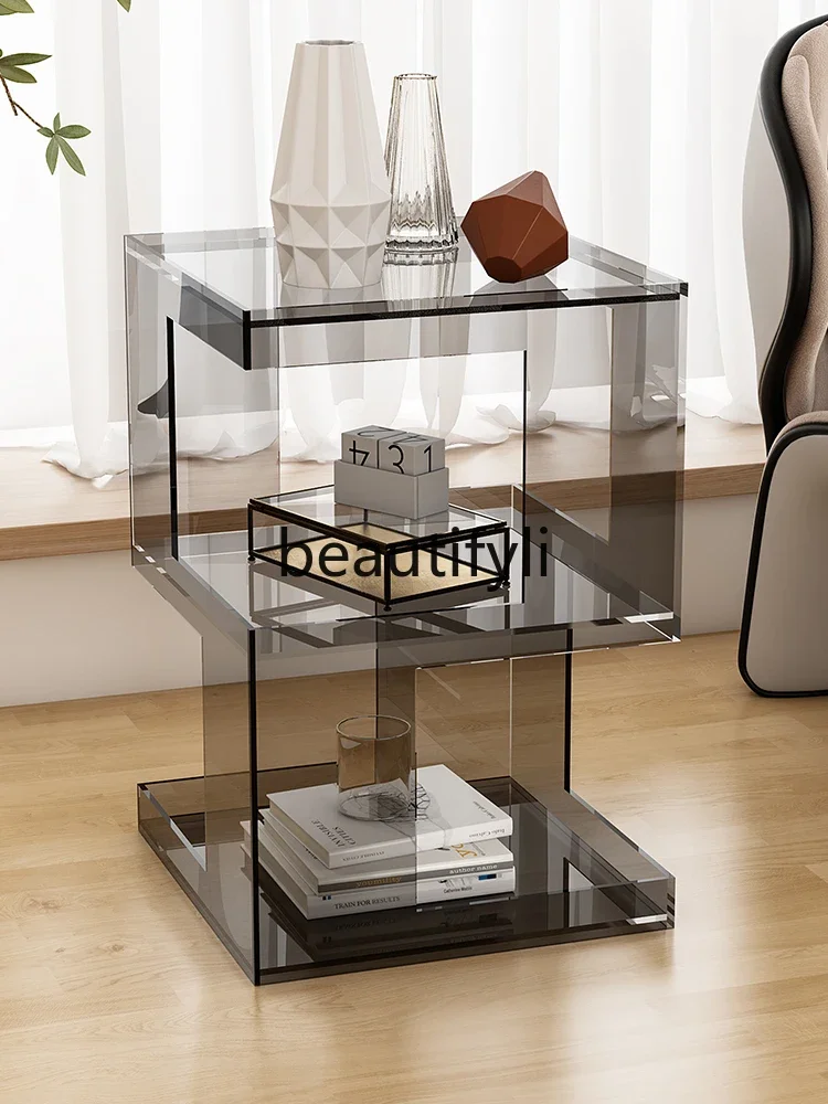 

SS Acrylic sofa edge few simple bedroom rack living room coffee table storage rack