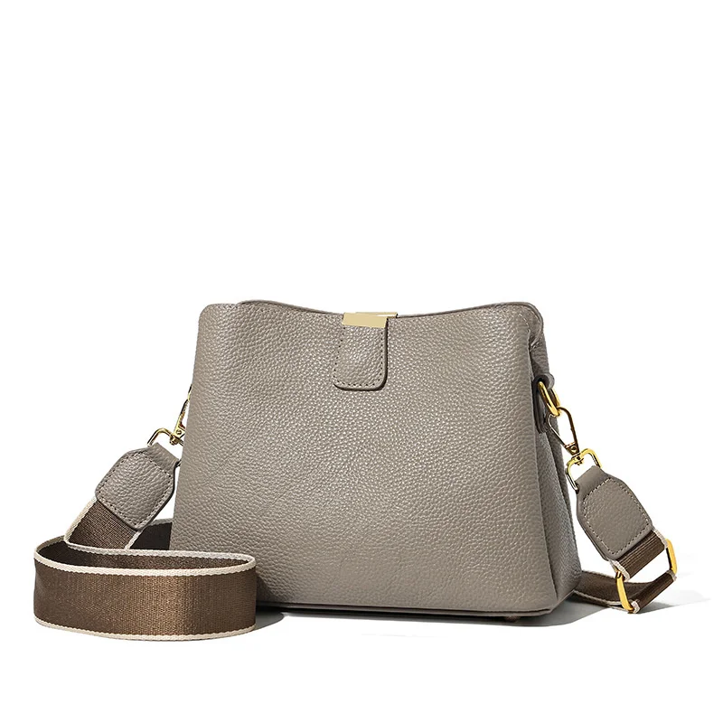 

Genuine leather women's bag new fashion bucket simple shoulder messenger soft cow s for office ladies