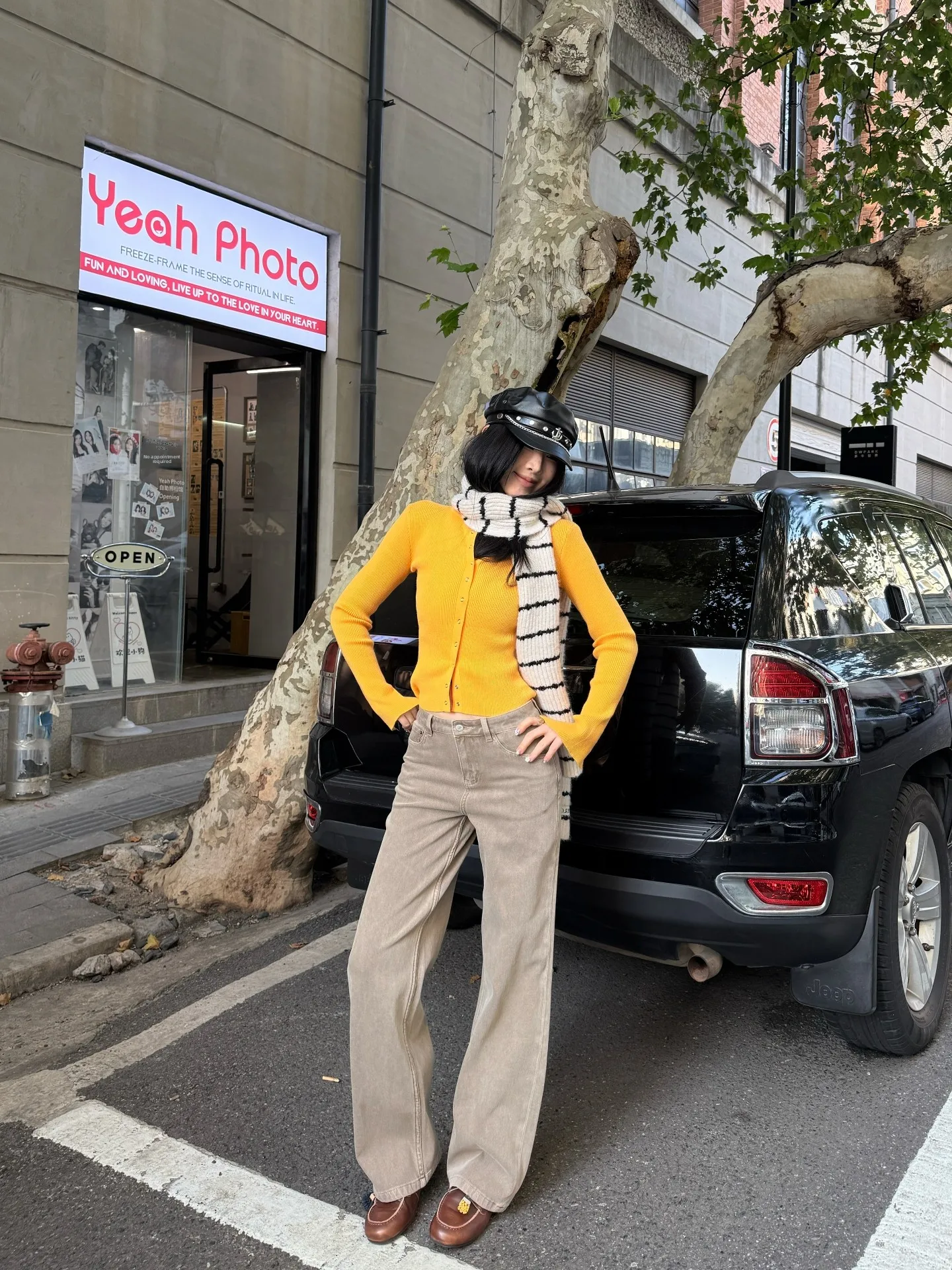 

Коричневые узкие прямые джинсы Tristine с высокой талией, утягивающие широкие брюки длиной до пола, женские модные осенние новые брюки