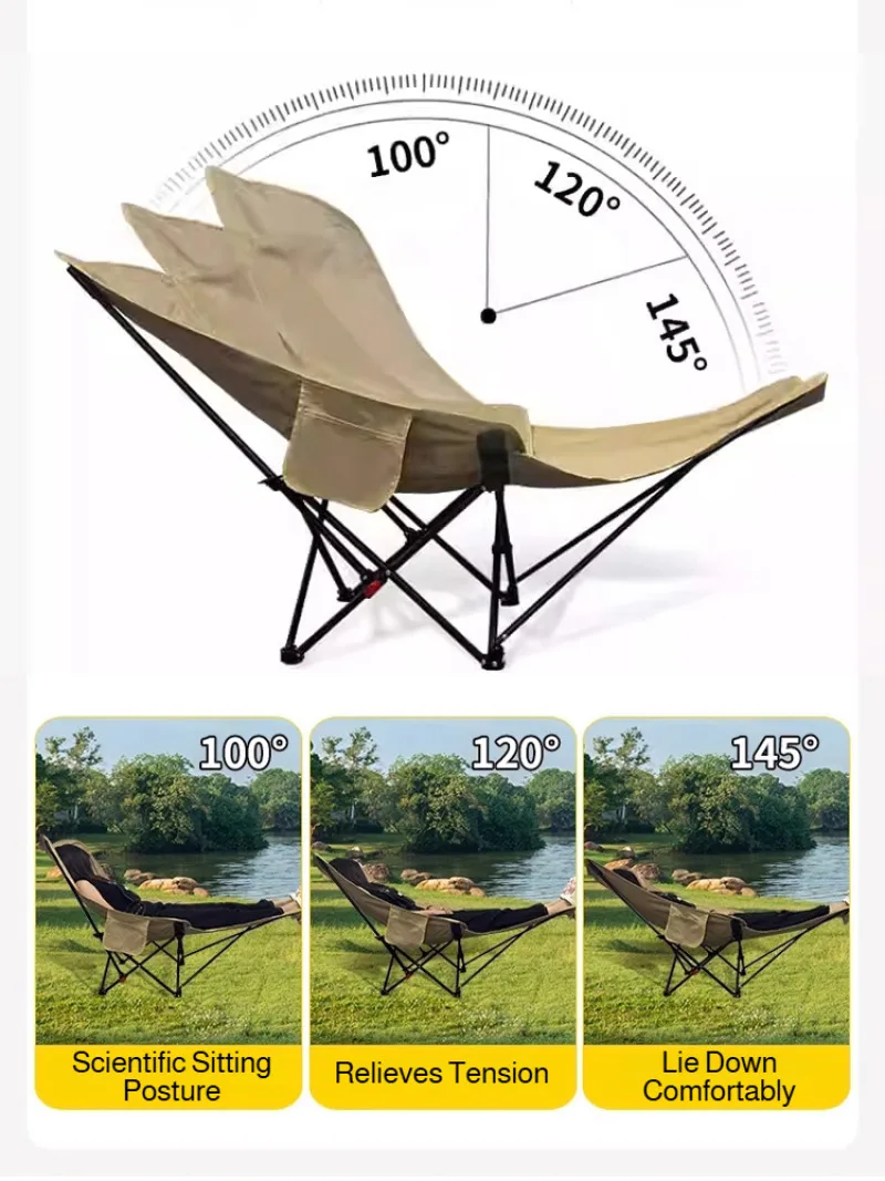 Portable Folding Chair Raised Chair Stool Adjustable Lunch Break Backrest Moon Chair Outdoor Picnic Beach Camping Fishing Lounge image 4