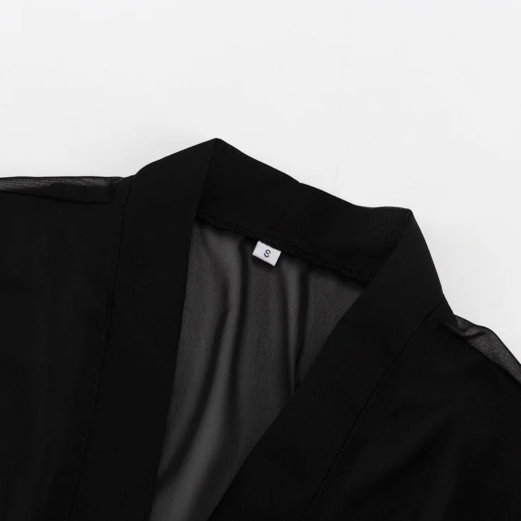 2026 New Sheer Sexy Dress For Women Ruffled Flared Sleeves V-Neck Tie-Waist High-Waisted A-Line Dress Black Short Party Dresses