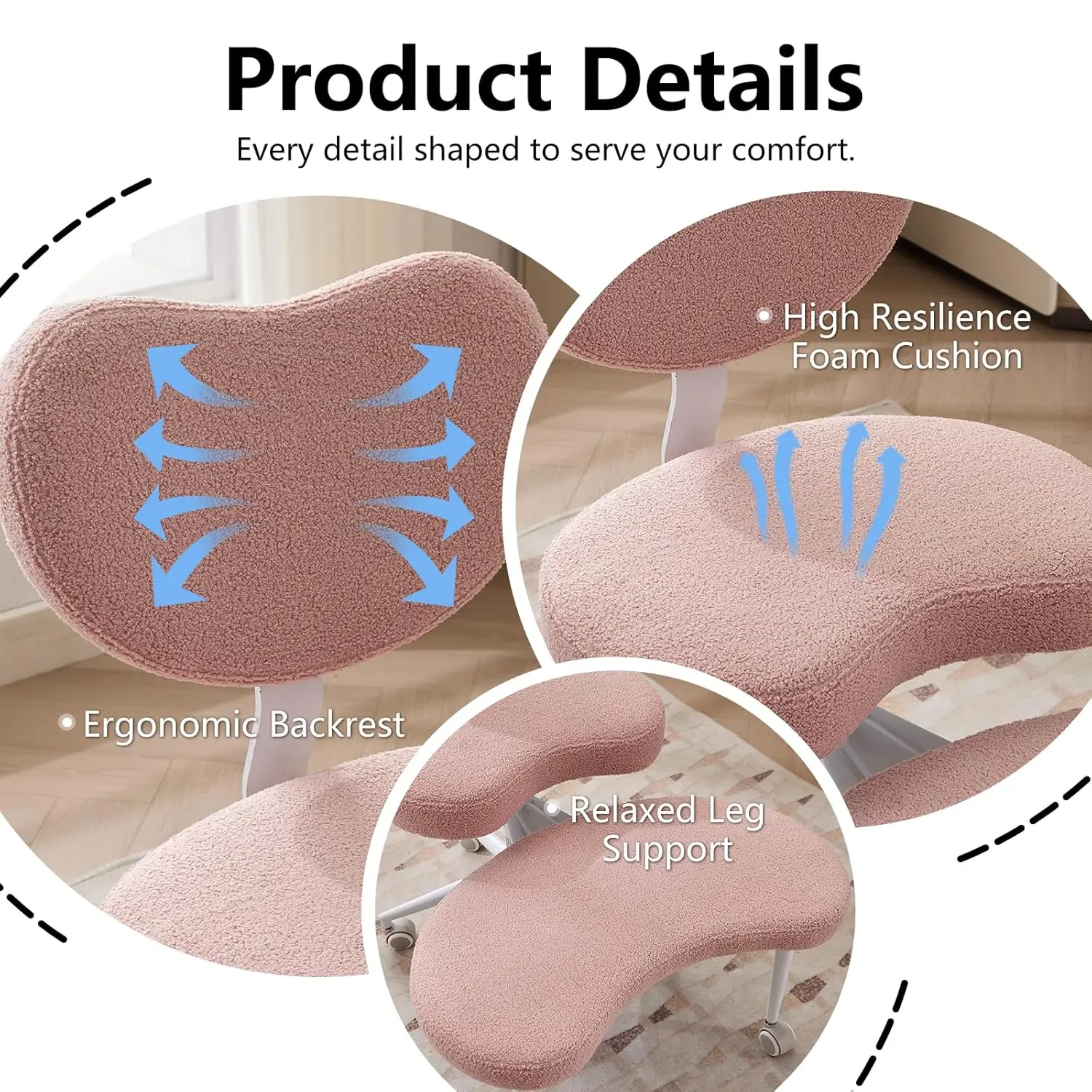 Cross Legged Office Chair With Wheels–360°Swivel Meditation Chair, Adjustable Height Yoga Office Chair For Adults,, Customized