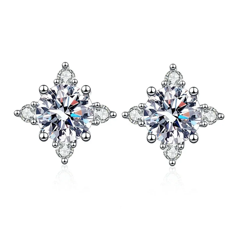 NeeTim 1 ct 6,5 mm D Farbe Moissanit Ohrringe 925 Sterling Silber mit Weißgold vergoldet Ohrstecker Hochzeitsschmuck für Frauen