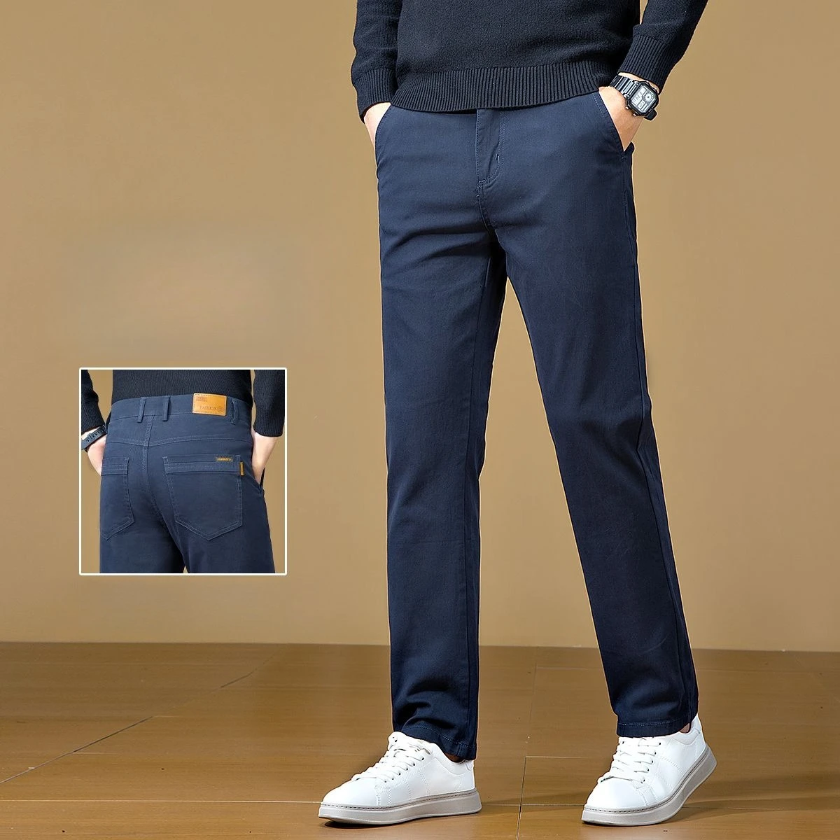 الخريف الشتاء عالية الجودة نسيج القطن سراويل تقليدية الرجال سليم صالح رمادي أسود كوريا العمل الكلاسيكية البضائع العلامة التجارية السراويل الذكور