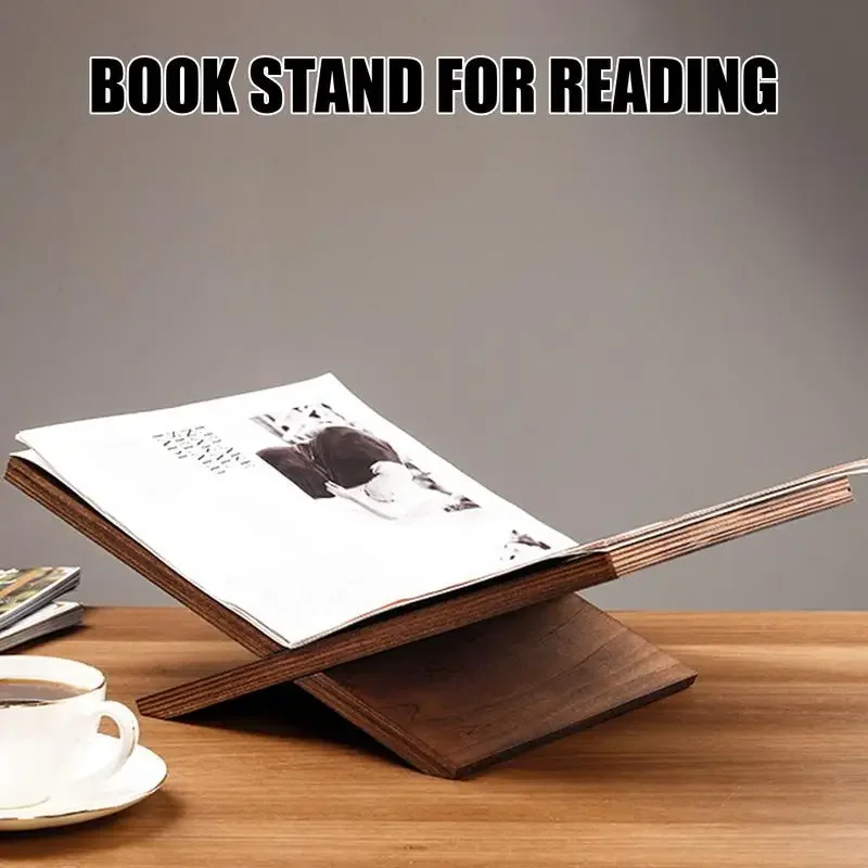 Open Book Holder Wooden Book Stand for Reading Coffee Table Cookbook Holder Crossed Frame Tabletop Bookshelf for Magazines