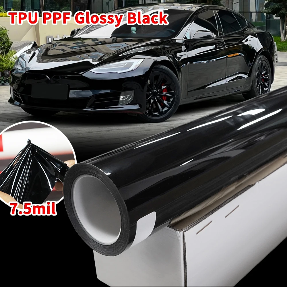 

152/50cm TPU PPF Glossy Black Car Body Wrap Vinyl Paint Protection Film Change Color PPF Piano Black Anti-scratch Self-healing