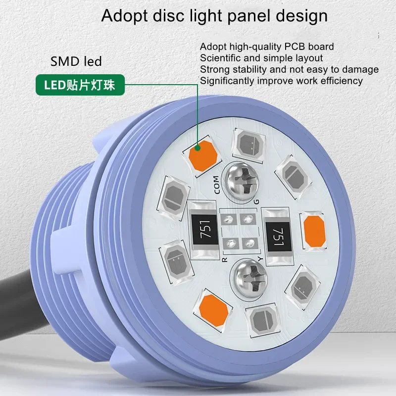 Dia30mm Mini 3-color LED Signal Indicator Machine Tool Equipment Lamp 24V Waterproof Oil-proof Warning Lamp 22mm Mount Space