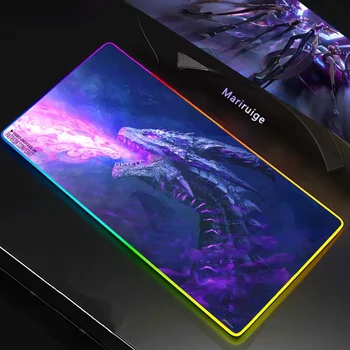 Mousepad Gamer Rgb Dragon Computer Desk Mat Gaming Mats Keyboard Pad Xxl Mouse Pad Pc Laptop Playmat Mause Ped Led Office Carpet
