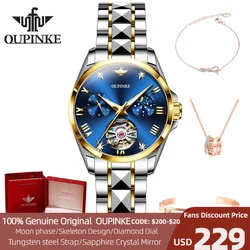 OUPINKE Women Watch Automatic Skeleton Tourbillon Sapphire Crystal Waterproof Elegant Luxury Ladies Wrist Watch Bracelet Set