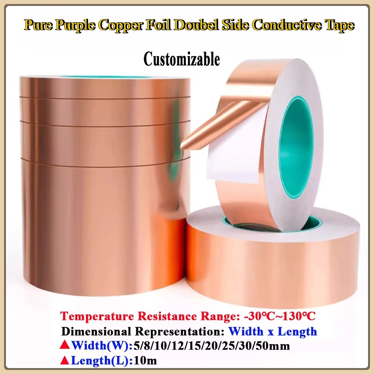 10M Copper Foil Tape EMI Shielding Doubel Side Conductive Repair Adhesive Tape DIY Circuits Electrical Repairs Tape
