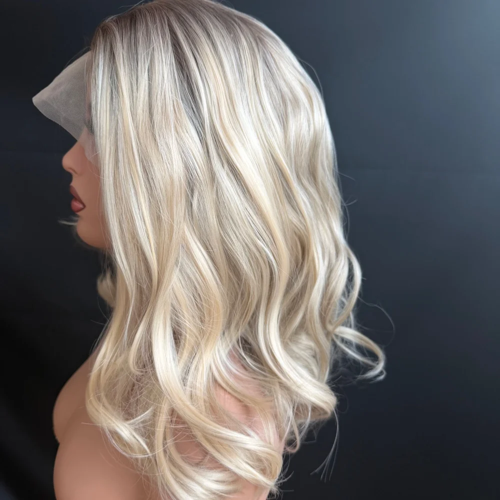 Premium Fibre Lace Front Wig Golden Blonde Natural Roots 13x4 HD Transparent HD Synthetic Women's Wig for Cosplay Daily Wig