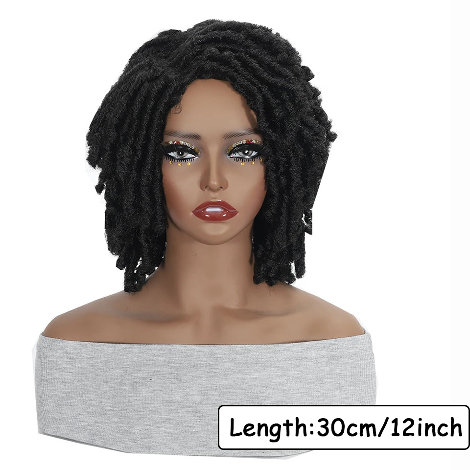 Dreadlock الباروكات للنساء السود والأطفال والرجال شقراء قصيرة مجعد شعر مستعار كبير الأفرو شعر مستعار مضفر تويست تجديل بيروكات صناعية #3