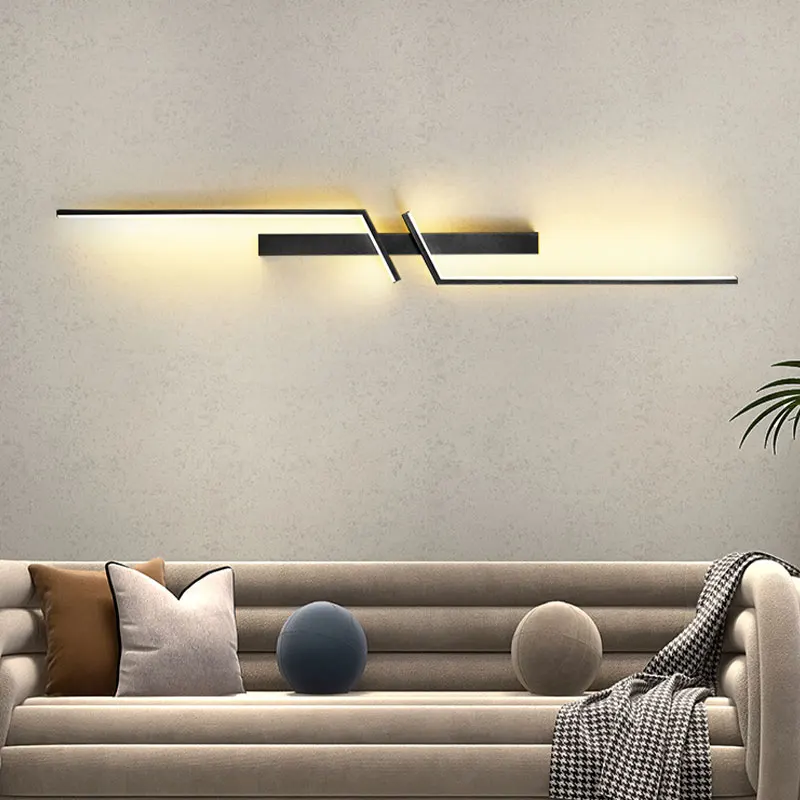 Indoor LED Wall Lamps for TV Sofa Background Bedroom Bedside Black LED Wall Lights Decor Corridor Aisle Wall Sconce Lighting