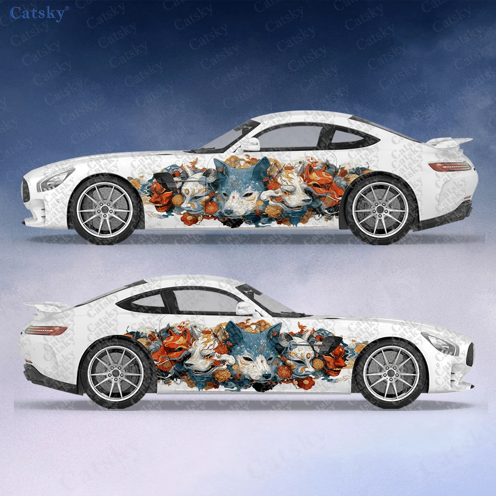 

2pcs Monster Beast Mask Horde Car Side Decals | Self-Adhesive PVC Waterproof & Scratch-Resistant Stickers, Car Accessory Gift