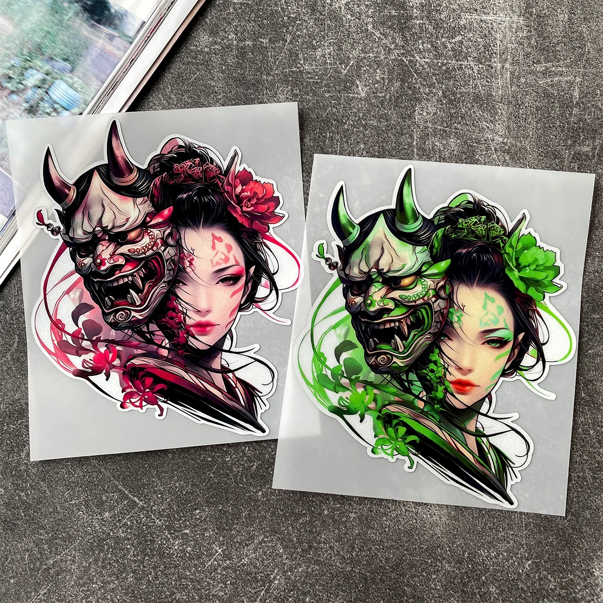 

JDM Hannya маска гейша светоотражающие наклейки для мотоцикла мото скутер тело лобовое стекло топливный бак шлем виниловые наклейки аксессуары