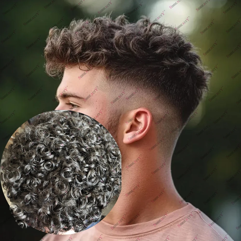 

Прочное кружево и искусство 18 мм вьющиеся человеческие волосы мужская система замены волос дышащие афро вьющиеся волосы капиллярный протез для выпадения волос