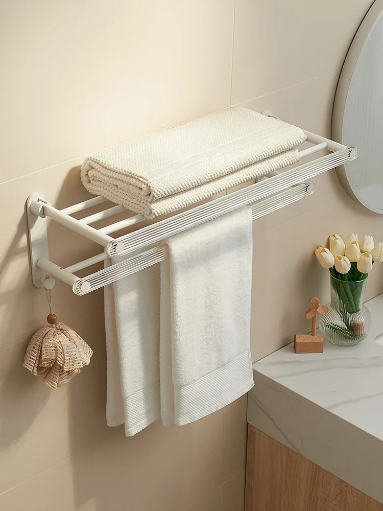 Bathroom storage rack towel toilet non-perforated cream air bath towel toilet storage acrylic white