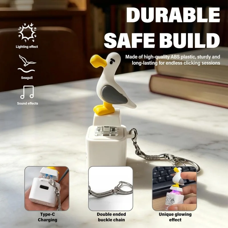 1pc Screaming Seagull Keychain Funny Cute Seagull Shaped Fidget Keyboard Fidget Toys Keychain Finger Button Clicker Decoration