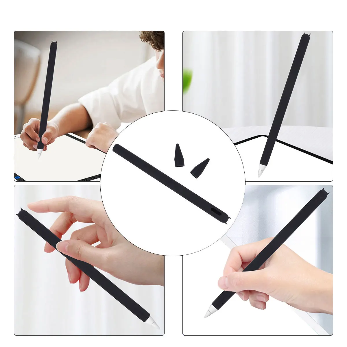 

Pencil Case Stylus Pen Holder Silicone Protective Cover Anti-Slip Durable Soft Comfortable Writing Grip