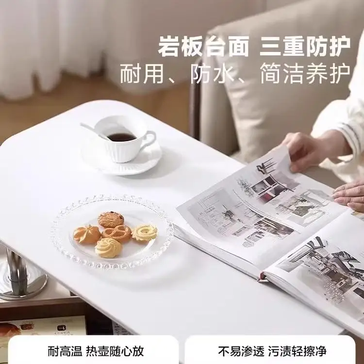 رفع بلاطة الصخور سطح المكتب طاولة جانبية غرفة المعيشة أريكة خزانة جانبية عربة متحركة متعددة الوظائف طاولة القهوة المنقولة #4