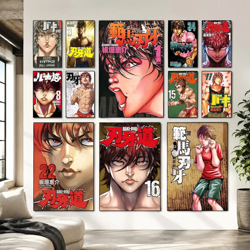 Best Sale Anime B-baki Painting Calligraphy Canvas Wall Art Living Room Bedroom Hallway ClearPrint Non-Fading&Gift
