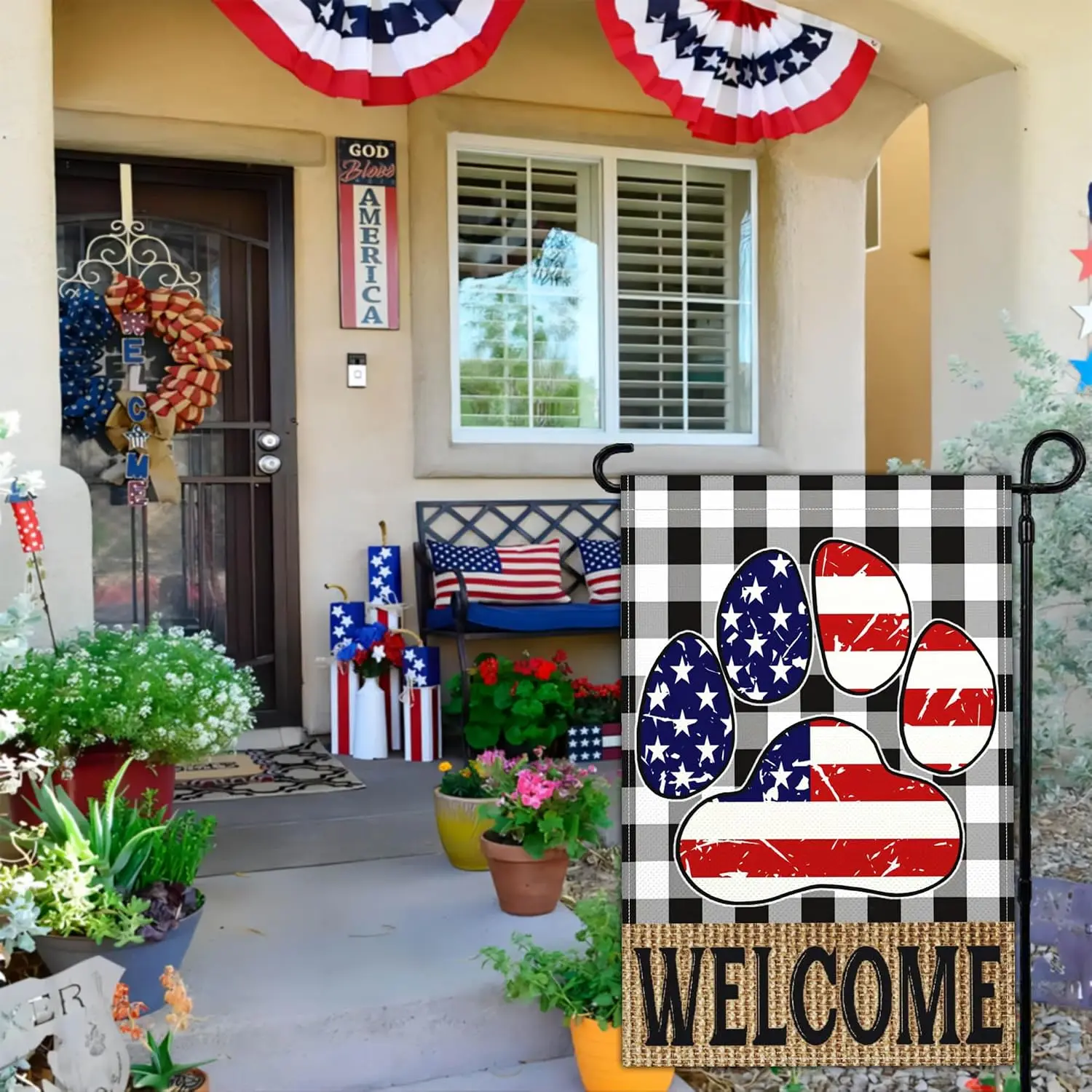 4th of July Garden Flag Memorial Day Patriotic Amercian Yard Sign Garden Flags for Outside 12x18 Double Sided Fourth of July yyi