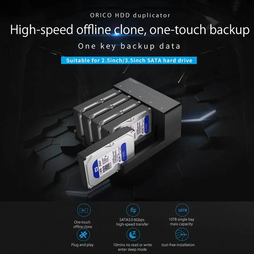 Stacja dokująca ORICO 2/5 wnęk HDD z klonem offline SATA na USB 3.0 Stacja dokująca do dysków twardych 2,5/3,5 cala