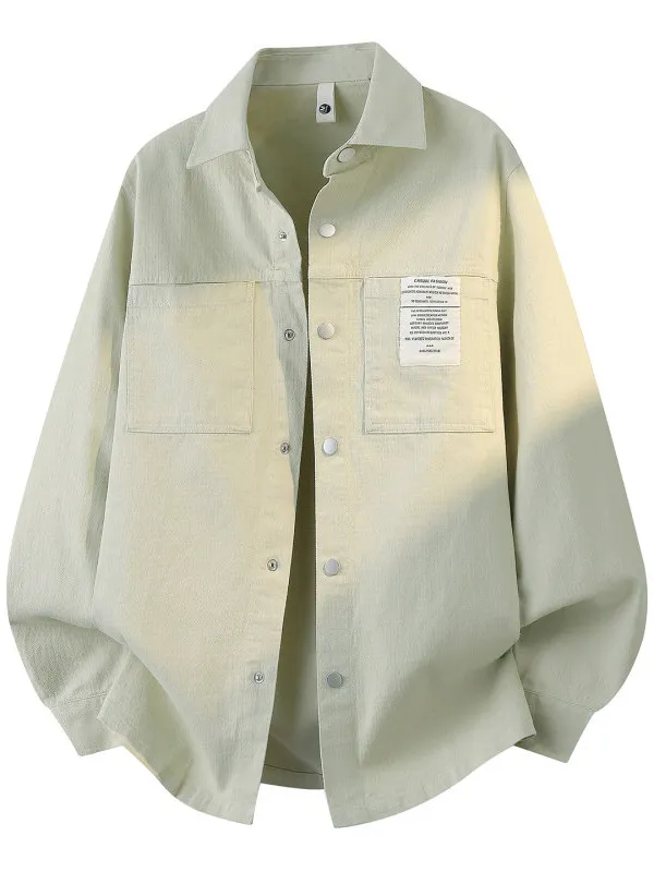 

Мужская рубашка свободного кроя с длинным рукавом, в полоску, из хлопка, повседневная, весна-осень, с дизайнерским лейблом, качественная, в стиле рабочей одежды, открытый кардиган