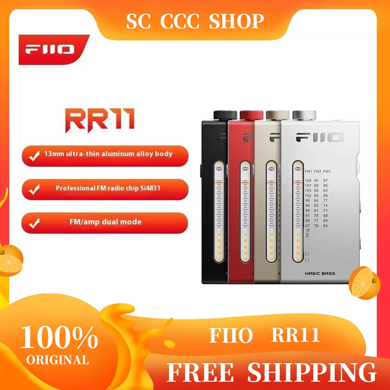 Fiio RR11 Tragbarer Stereoradio-FM-/Kopfhörerverstärker Si4831-Chip, analoger PVR-Tuning BASS +